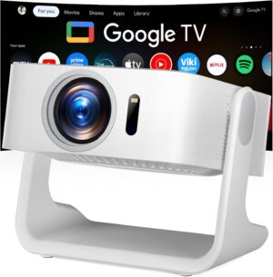 ELEPHAS 4K Smart Projector with WiFi and Bluetooth - Compatible with Google TV, Netflix, Prime Video, YouTube, Dolby Audio, Auto Focus & Keystone, 270° Rotatable, Video Projector for Indoor/Outdoor