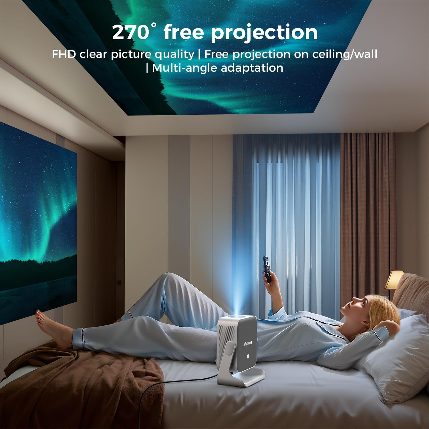ELEPHAS 4K Smart Projector with WiFi and Bluetooth - Compatible with Google TV, Netflix, Prime Video, YouTube, Dolby Audio, Auto Focus & Keystone, 270° Rotatable, Video Projector for Indoor/Outdoor - Image 3