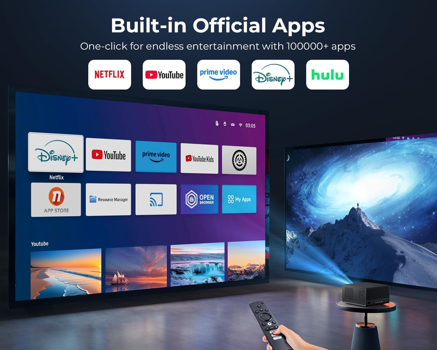 ELEPHAS 4K Smart Projector with WiFi and Bluetooth - Compatible with Google TV, Netflix, Prime Video, YouTube, Dolby Audio, Auto Focus & Keystone, 270° Rotatable, Video Projector for Indoor/Outdoor - Image 17