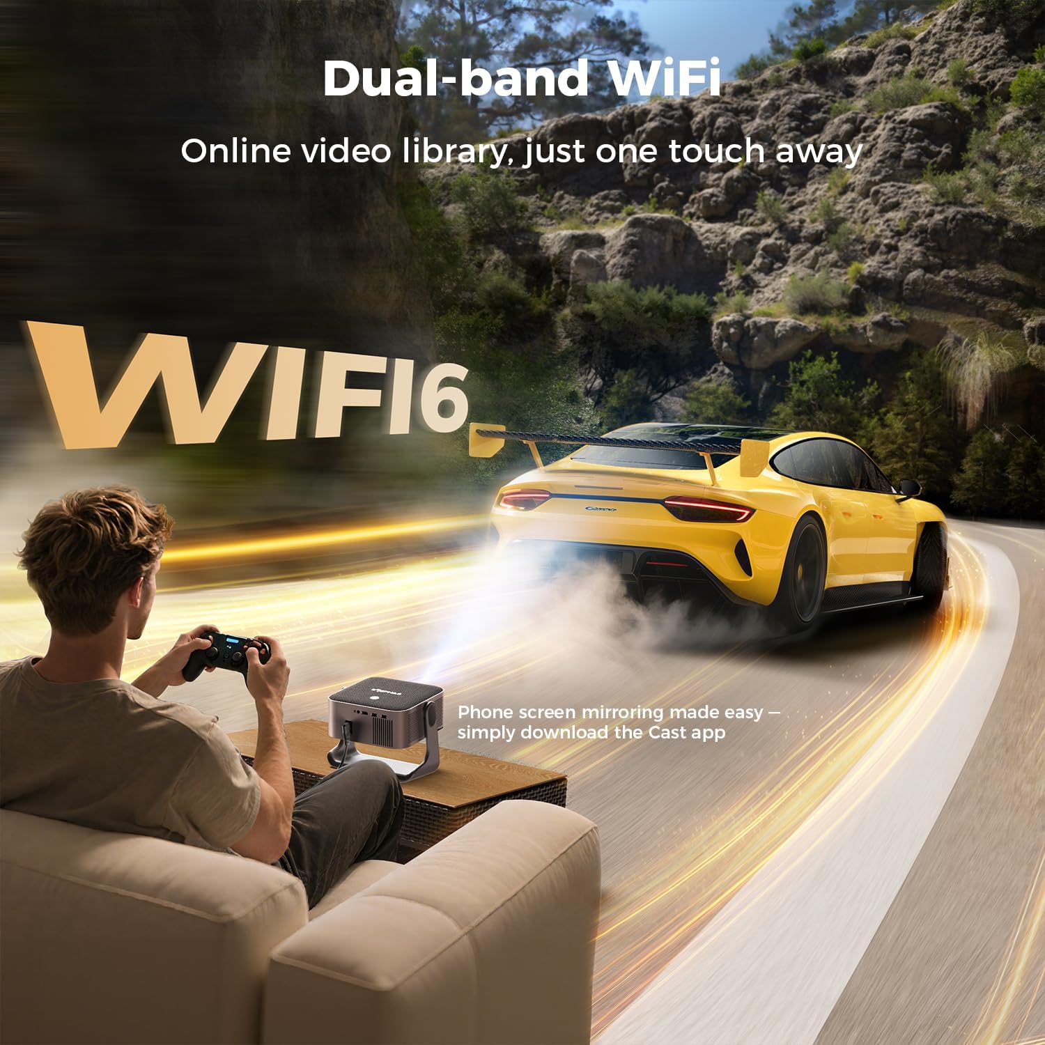 ELEPHAS 4K Smart Projector with WiFi and Bluetooth - Compatible with Google TV, Netflix, Prime Video, YouTube, Dolby Audio, Auto Focus & Keystone, 270° Rotatable, Video Projector for Indoor/Outdoor - Image 13