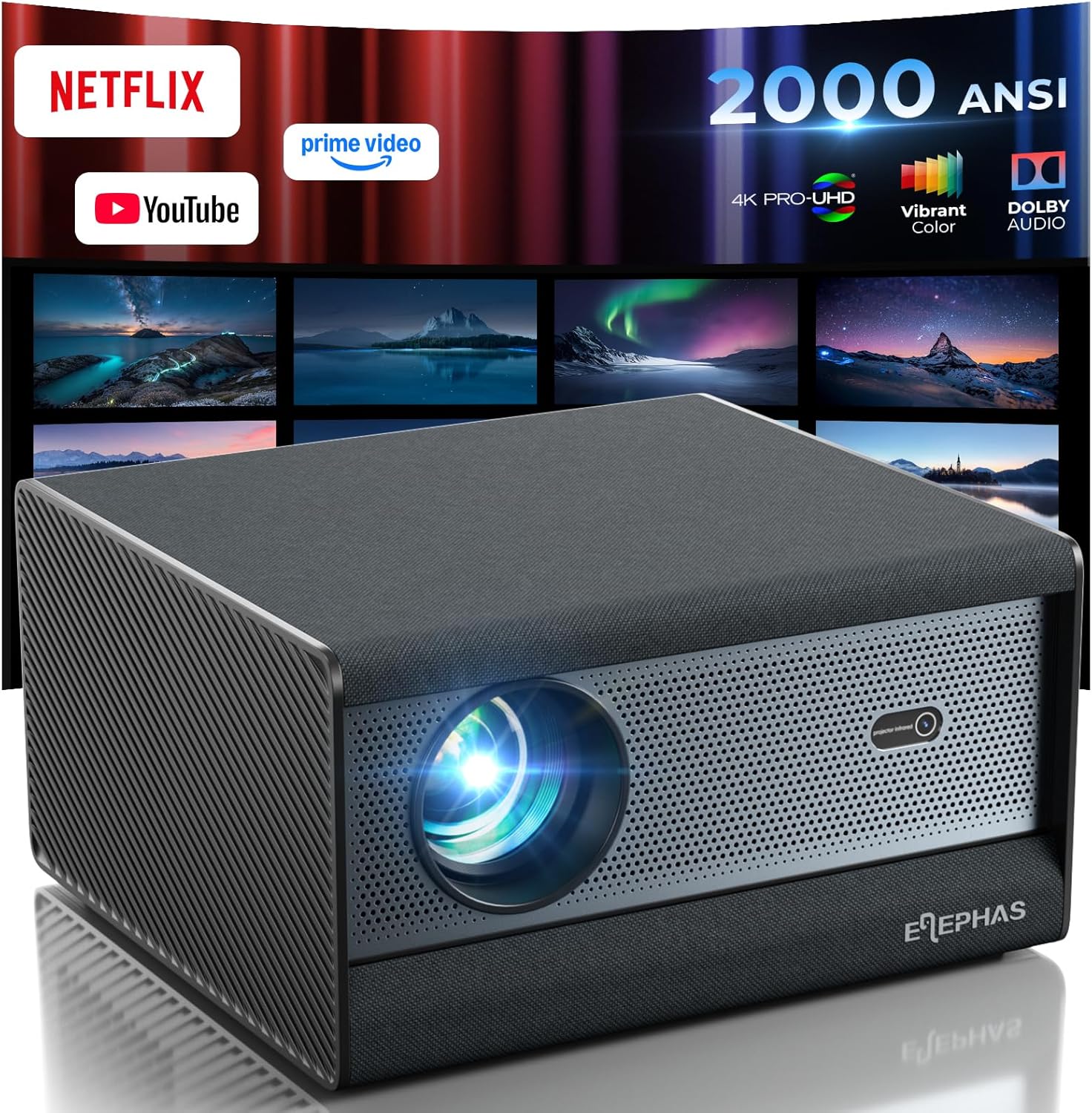 ELEPHAS 4K Smart Projector with WiFi and Bluetooth - Compatible with Google TV, Netflix, Prime Video, YouTube, Dolby Audio, Auto Focus & Keystone, 270° Rotatable, Video Projector for Indoor/Outdoor - Image 15